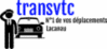 Logo transvtc Lacanau : chauffeur, voiture noire et texte "N°1 de vos déplacements".